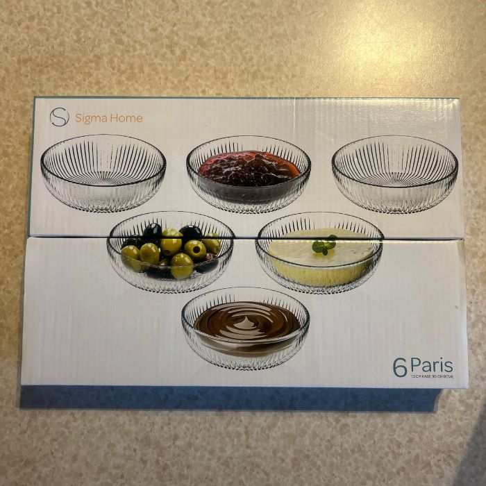 Sigma Gilded 6-Piece Glass Snack Serving Bowl Set – 10 cm