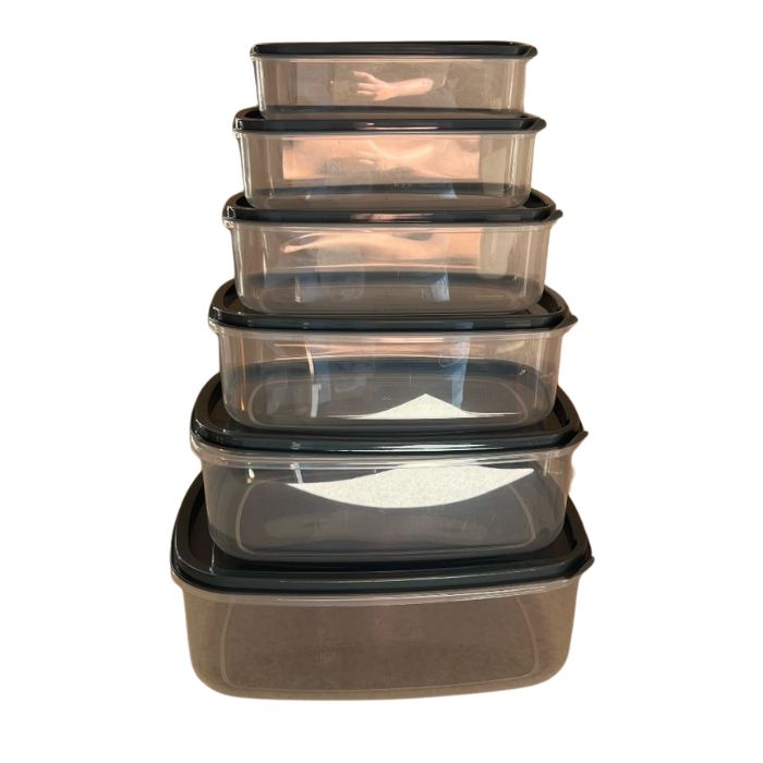 Violet House 0496 Transparent Rectangular Food Storage Set – Grey Lid LARGE (6 pcs)