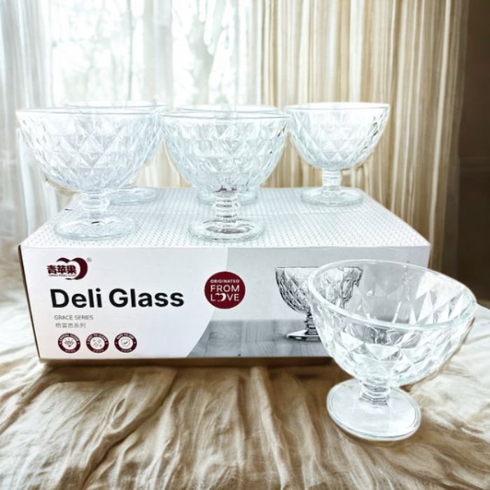 Deli Glassware Glass Dessert Bowl Set –– 6-Piece