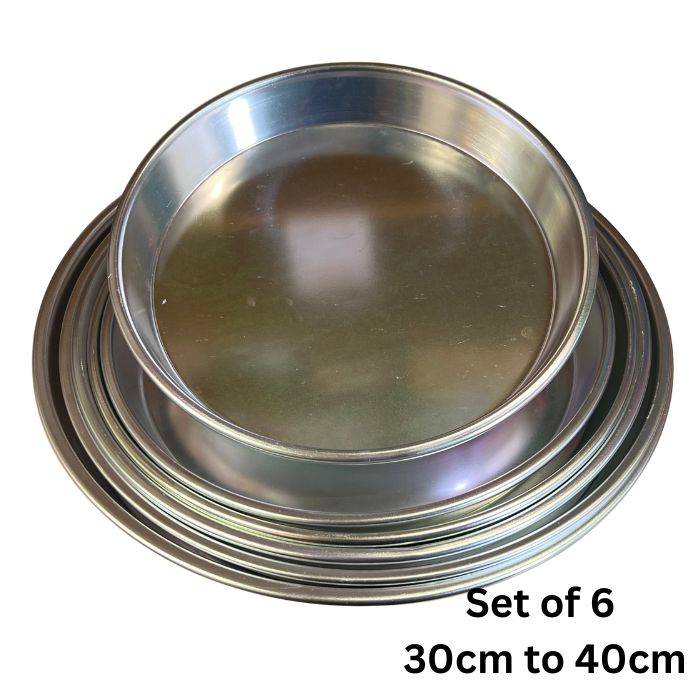 Dils Round Aluminium Oven Tray Set – 6 Piece (30cm to 40cm)