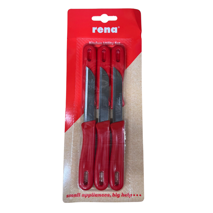 Rena Professional Red SERRATED Fruit and Vegetables Knife- Pack of