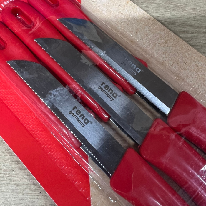 Rena Professional Red SERRATED Fruit and Vegetables Knife- Pack of 6
