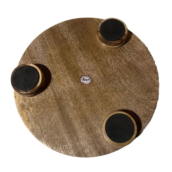 Round Wooden Chakla Board with Non-Slip Feet