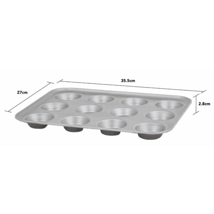 Baker & Salt 12 Cup Cupcake Tin – Non-Stick Baking Tray