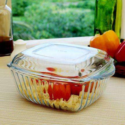 Pasabahce Borcam Square Glass Casserole with Lid – 3L