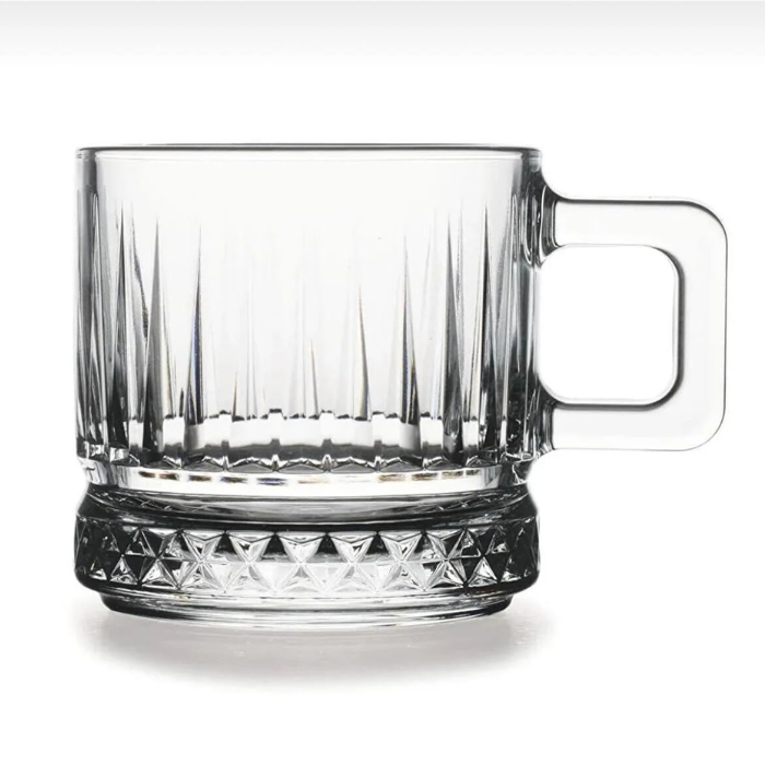 Pasabahce Elysia Diamond Cut Turkish Tea Cup – Set of 2