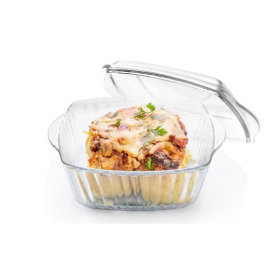 Pasabahce Borcam Square Glass Casserole with Lid – 3L