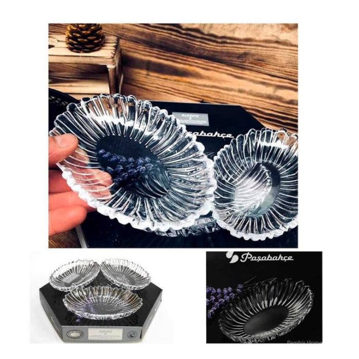 Pasabahce AURORA Small Oval Serving Plates – Set of 3