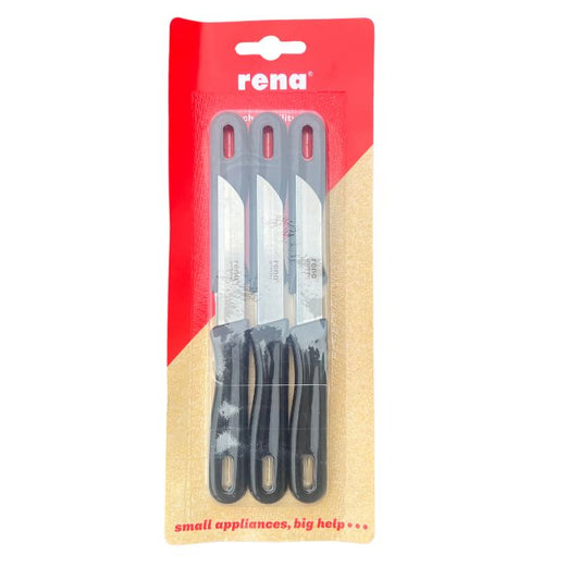 Rena Professional Black SMOOTH Fruit and Vegetables Knife- Pack of 6