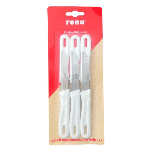 Rena Professional White SMOOTH Fruit and Vegetables Knife- Pack of 6