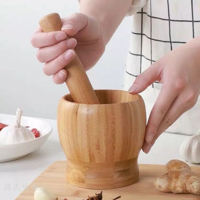 Bamboo Mortar and Pestle Set