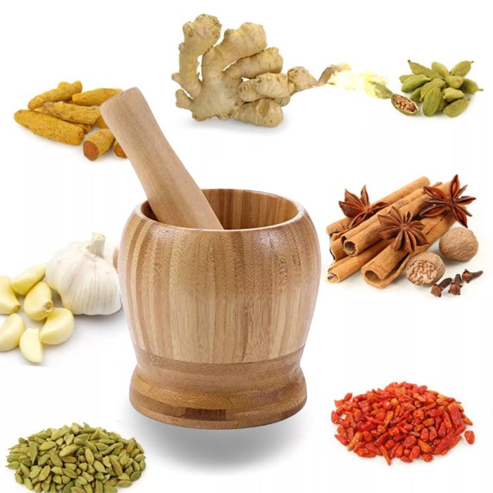 Bamboo Mortar and Pestle Set