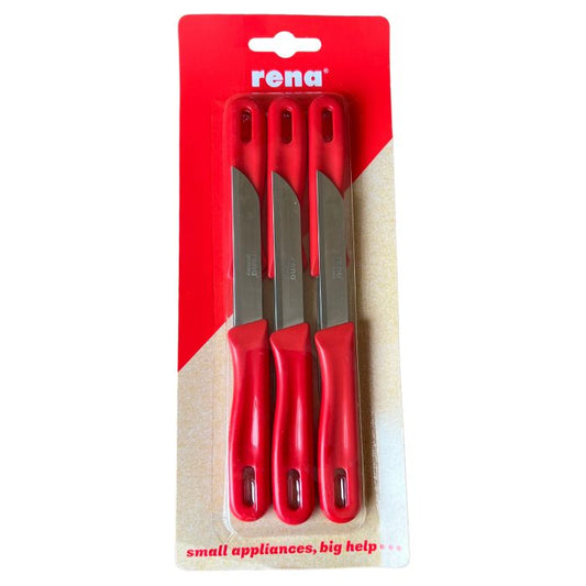 Rena Professional Red SMOOTH Fruit and Vegetables Knife- Pack of 6