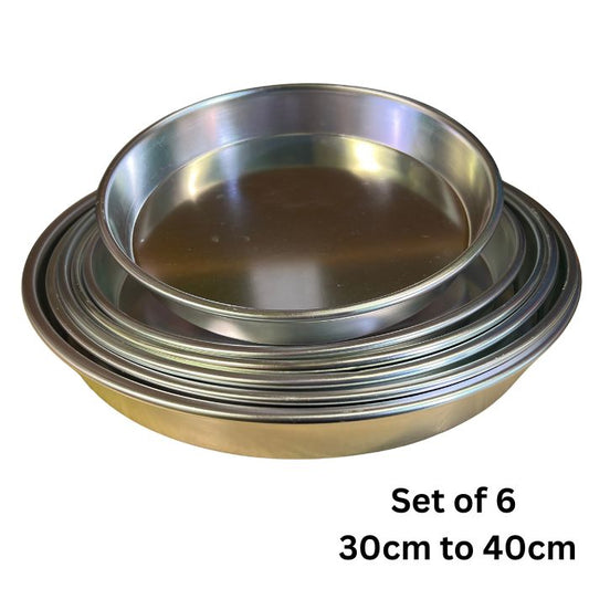 Dils Round Aluminium Oven Tray Set – 6 Piece (30cm to 40cm)