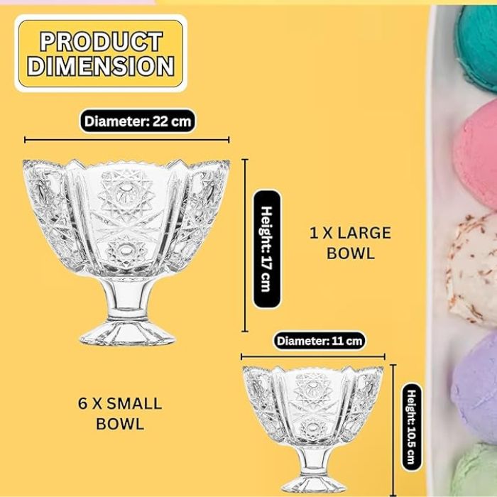 Delisoga – 7-Piece Glass Dessert Bowl Set
