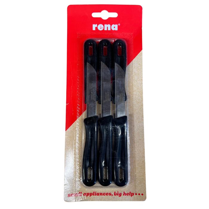 Rena Professional Black SERRATED Fruit and Vegetables Knife- Pack of 6