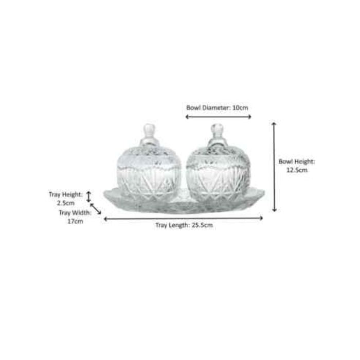 Twin Crystal Glass Jar Set with Tray