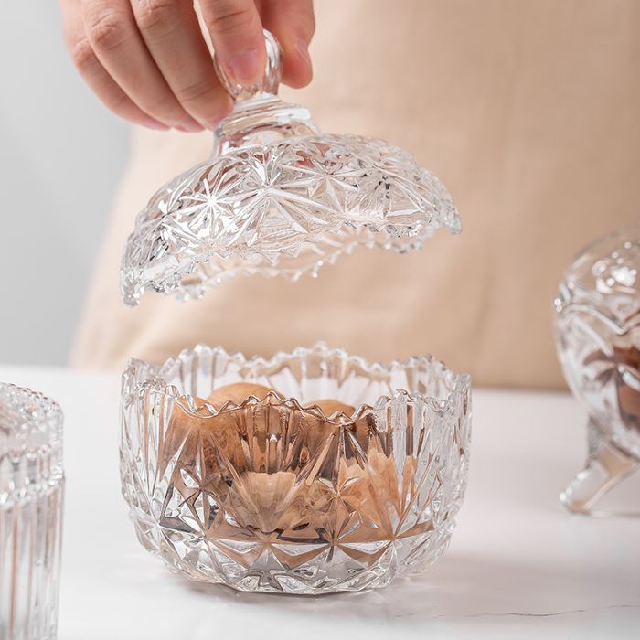 Twin Crystal Glass Jar Set with Tray