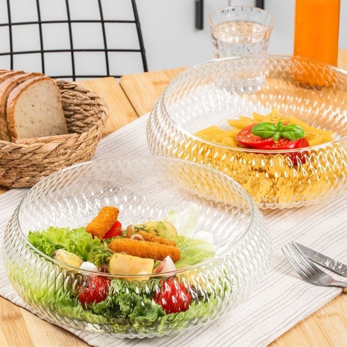 Rustic Large Handcrafted Glass Salad Bowl