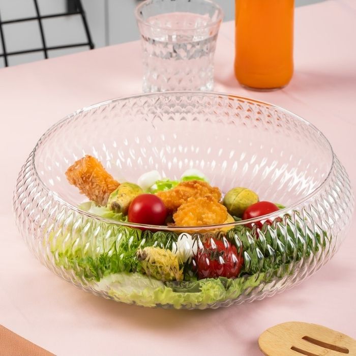 Rustic Large Handcrafted Glass Salad Bowl
