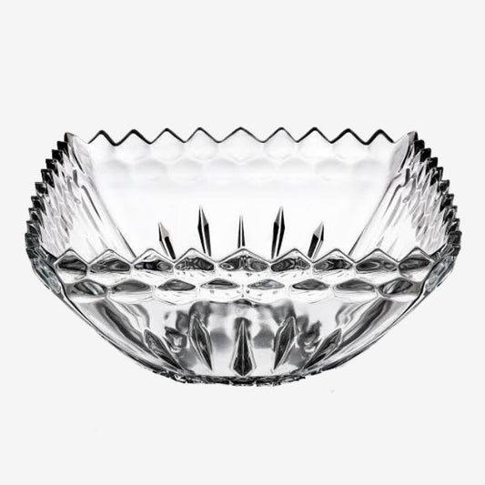 Decorative Clear Square Glass Serving Bowl – Elegant Crystal Style Fruit, Salad & Dessert Bowl