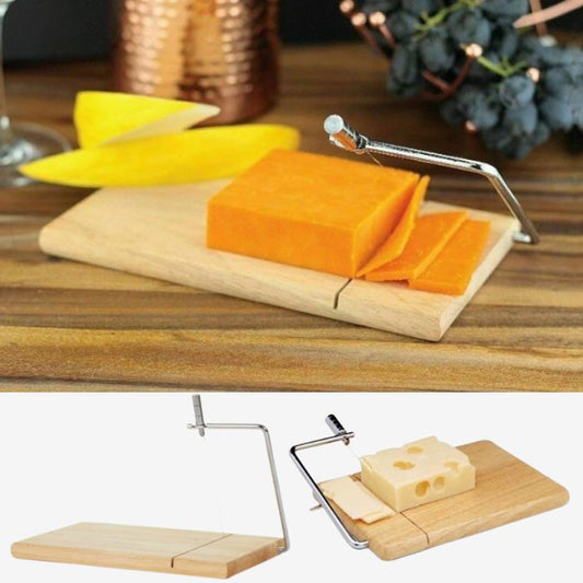Wooden Cheese Slicer with Adjustable Wire Cutter – Stainless Steel Cheese Cutting Board