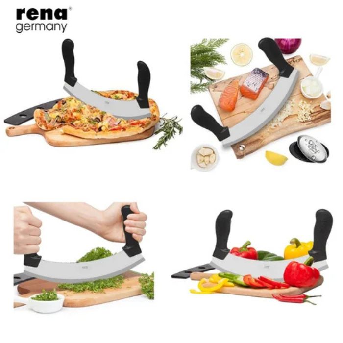 Rena Double Handle Mezzaluna Chopper Knife
