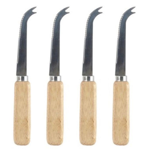 4 Piece Cheese Knife Set with Wooden Handles