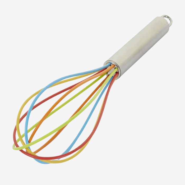 Rainbow Silicone Balloon Whisk 25cm – Non-Stick Kitchen Whisk with Stainless Steel Handle