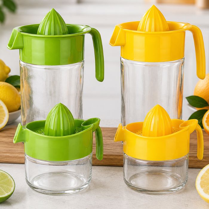 Titiz Glass Lemon Juicer with Container – Manual Citrus Squeezer