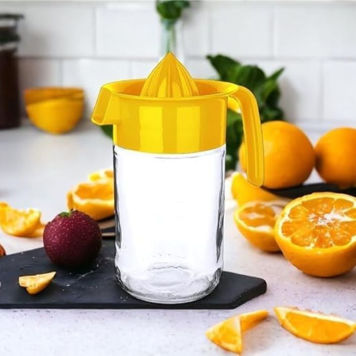 Titiz Glass Lemon Juicer with Container – Manual Citrus Squeezer