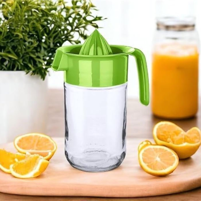 Titiz Glass Lemon Juicer with Container – Manual Citrus Squeezer