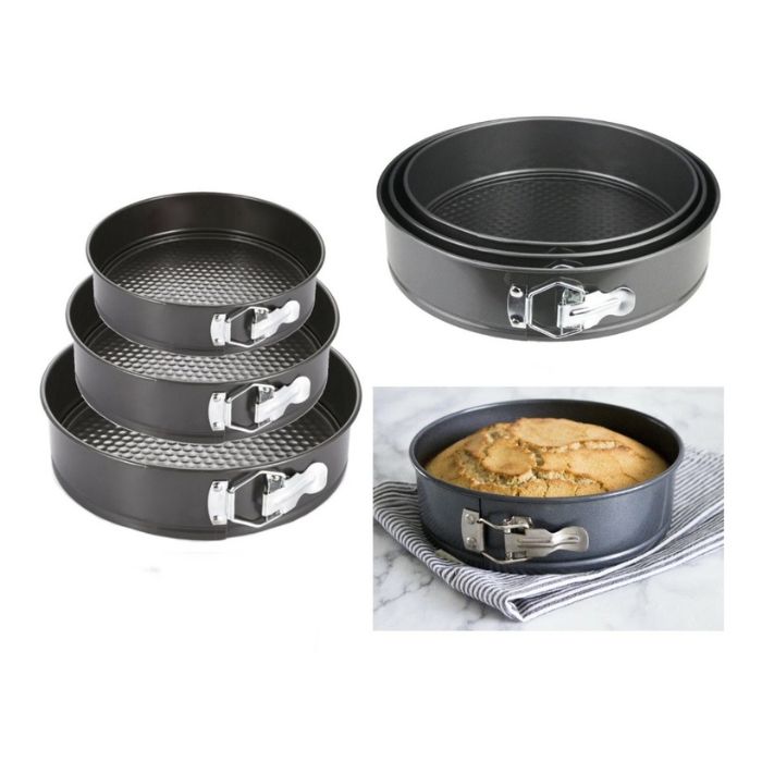 3 Piece Non-Stick Springform Cake Tin Set – Round Baking Tins