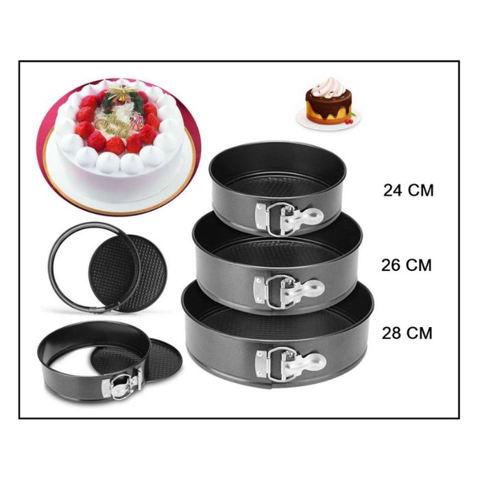 3 Piece Non-Stick Springform Cake Tin Set – Round Baking Tins