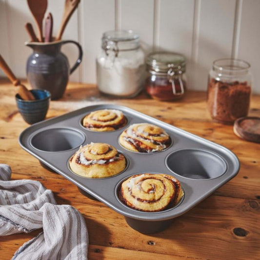 Baker & Salt 6 Cup Jumbo Muffin Tin – Non-Stick Baking Tray