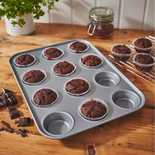 Baker & Salt 12 Cup Muffin Tin – Non-Stick Baking Tray