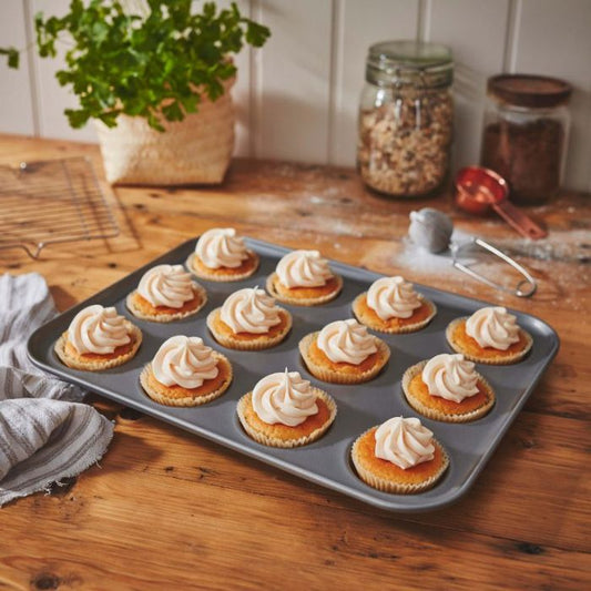 Baker & Salt 12 Cup Cupcake Tin – Non-Stick Baking Tray