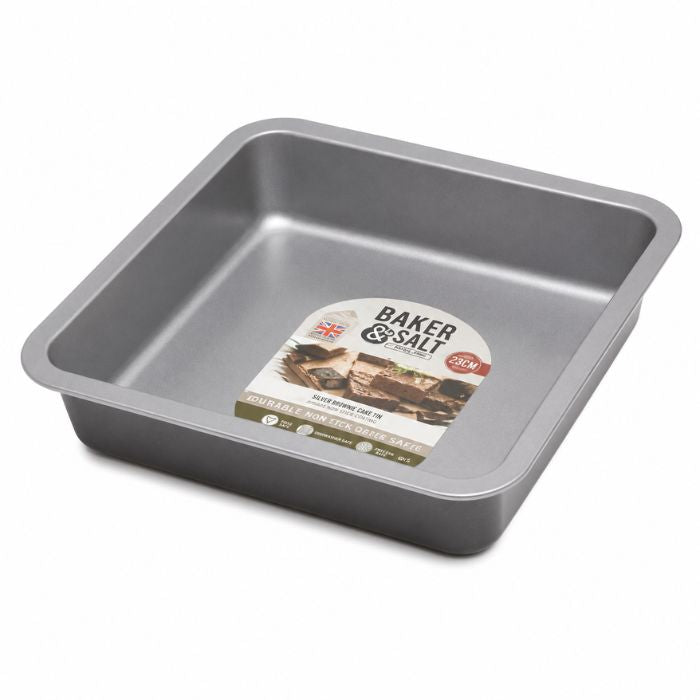 Baker & Salt Brownie Cake Tin 23cm – Square Non-Stick Baking Tray