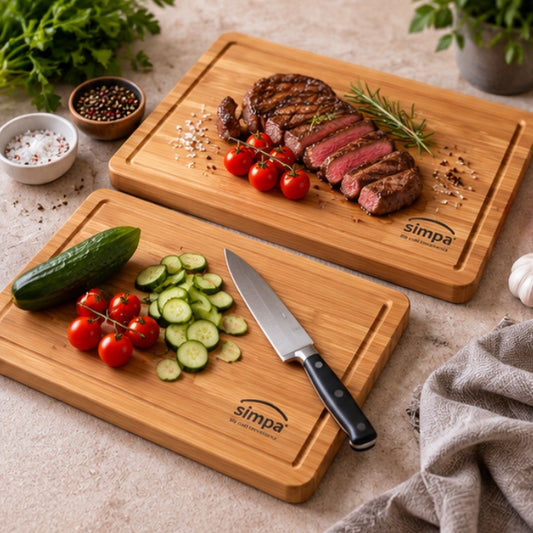 Simpa 2 Piece Pre-Oiled Bamboo Chopping Board Set – 40cm & 33cm