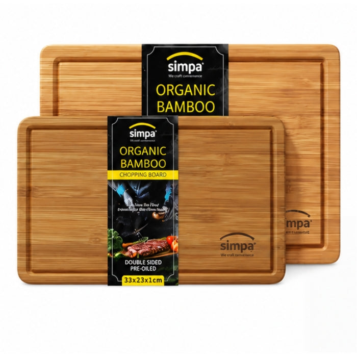 Simpa 2 Piece Pre-Oiled Bamboo Chopping Board Set – 40cm & 33cm