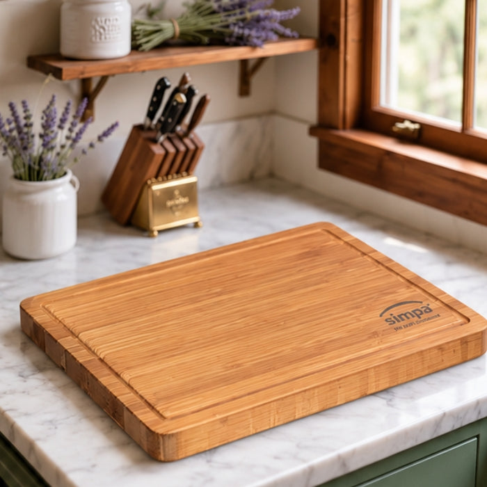 Simpa 2 Piece Pre-Oiled Bamboo Chopping Board Set – 40cm & 33cm