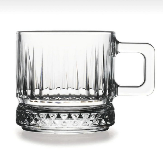Pasabahce Elysia Diamond Cut Turkish Tea Cup – Set of 2