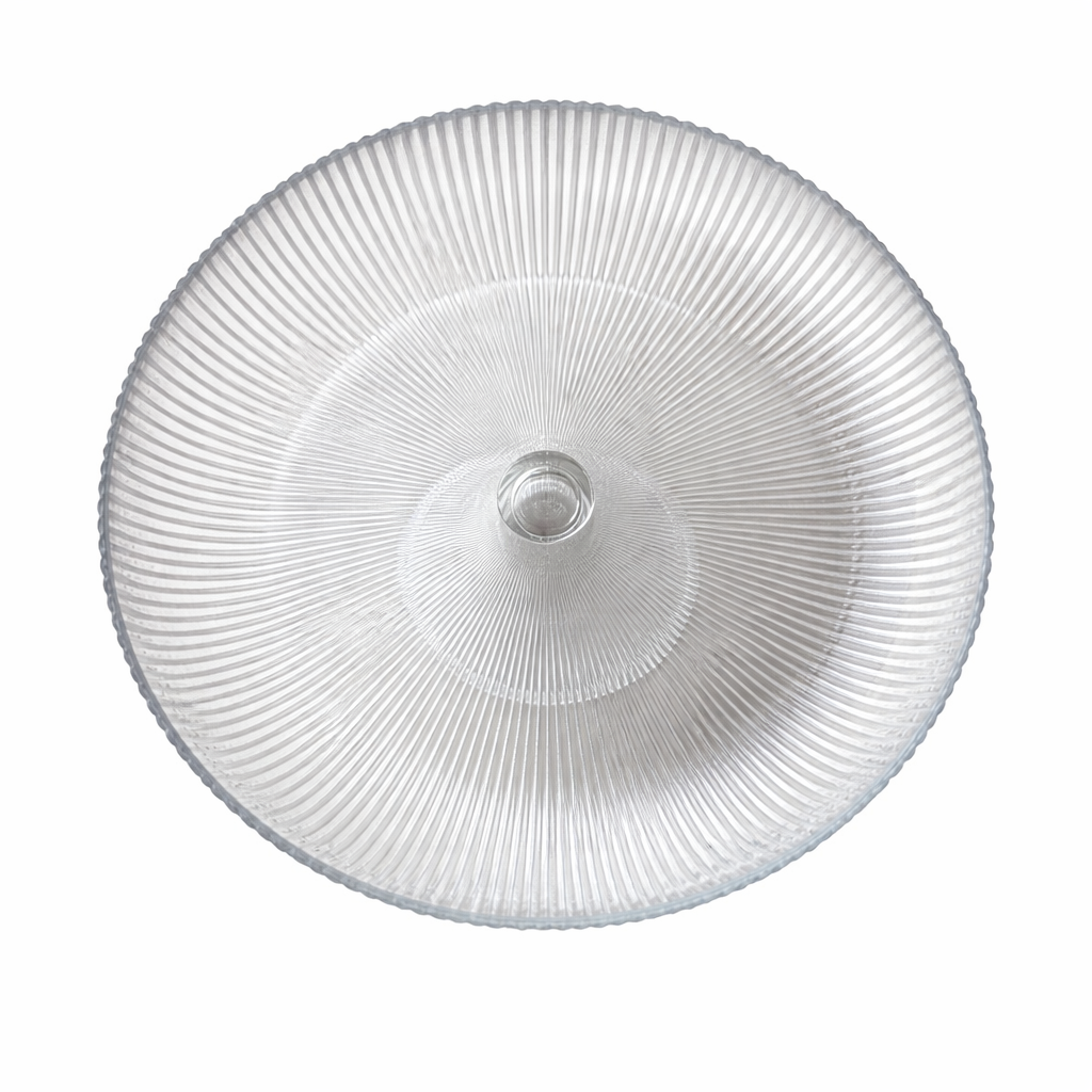 Glass Footed Fruit Bowl 30cm – Ribbed Clear Serving Bowl Centrepiece